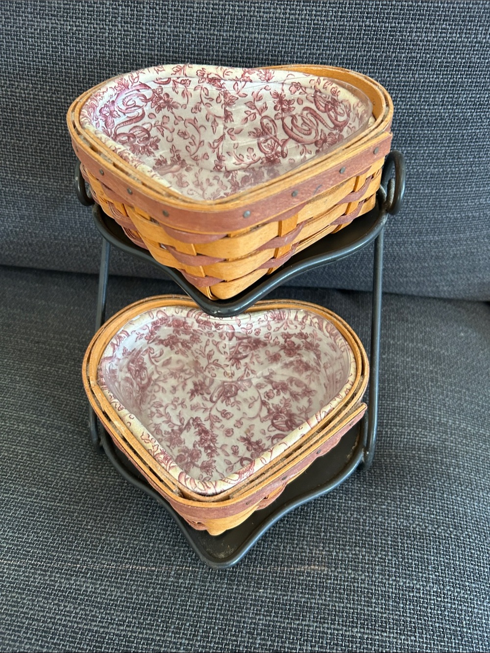 Longaberger Sweetheart Baskets with stand